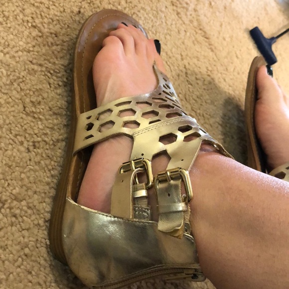 gold sandals - Picture 3 of 14